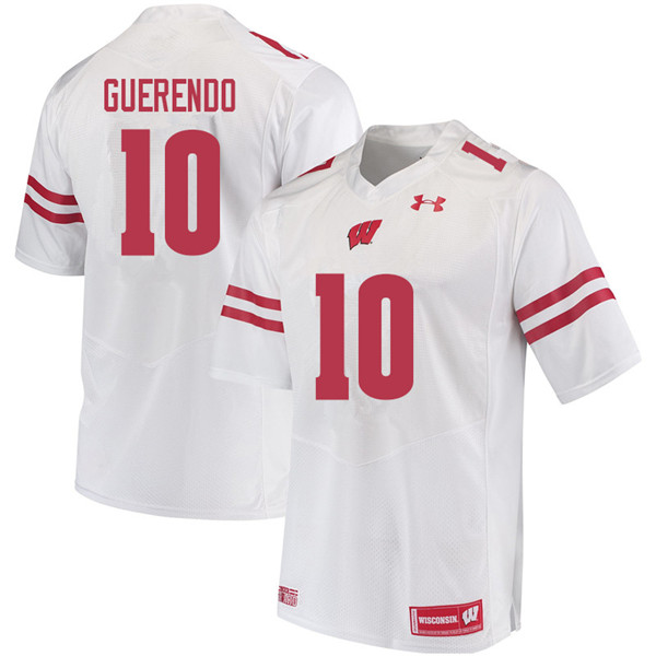 Men #10 Isaac Guerendo Wisconsin Badgers College Football Jerseys Sale-White - Click Image to Close